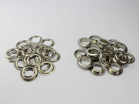 20 x Ösen 25 mm Ösen Messing Nickel rostfrei Rundösen Planenösen DIN 7332