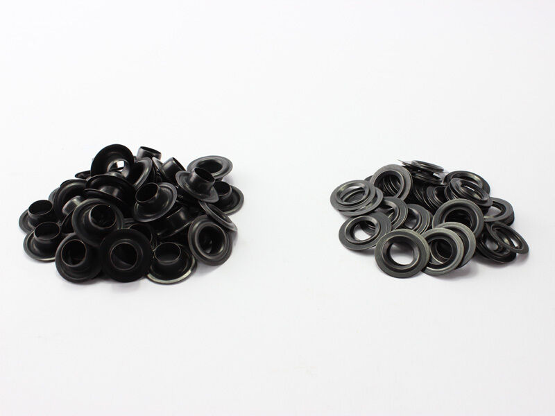 50 x Ösen Rundösen Messing brüniert (schwarz) rostfrei10mm DIN 7332